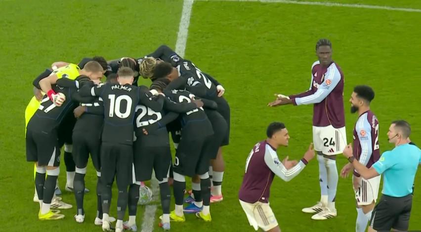 华体会-还踢不踢，维拉球员不满切尔西球员在中圈进行集合喊话